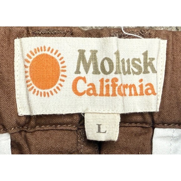 Mollusk Californa Men's Elastic Waist Slask Pocket Brown Pants Size Large - Picture 2 of 9